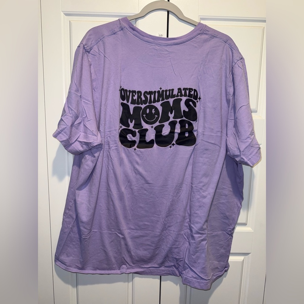 Overstimulated Moms Club Graphic Tee - Lavender - 3XL